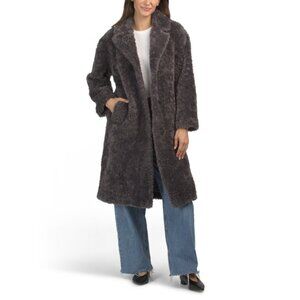 BCBGMAXAZRIA Grey Missy Cozy Faux Fur Coat